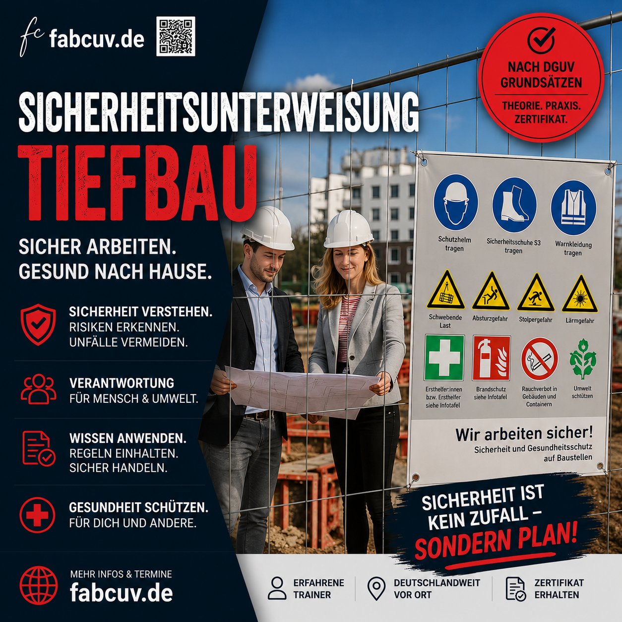 Sicherheitsunterweisung Tiefbau nach ArbSchG und DIN 4124 – Graben und Baugruben sicher absichern – fabcuv.de