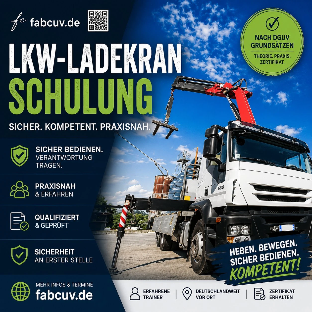 LKW-Ladekran Schulung nach BetrSichV und TRBS 2111 – Knickarmkran sicher bedienen – Bedienerschulung fabcuv.de