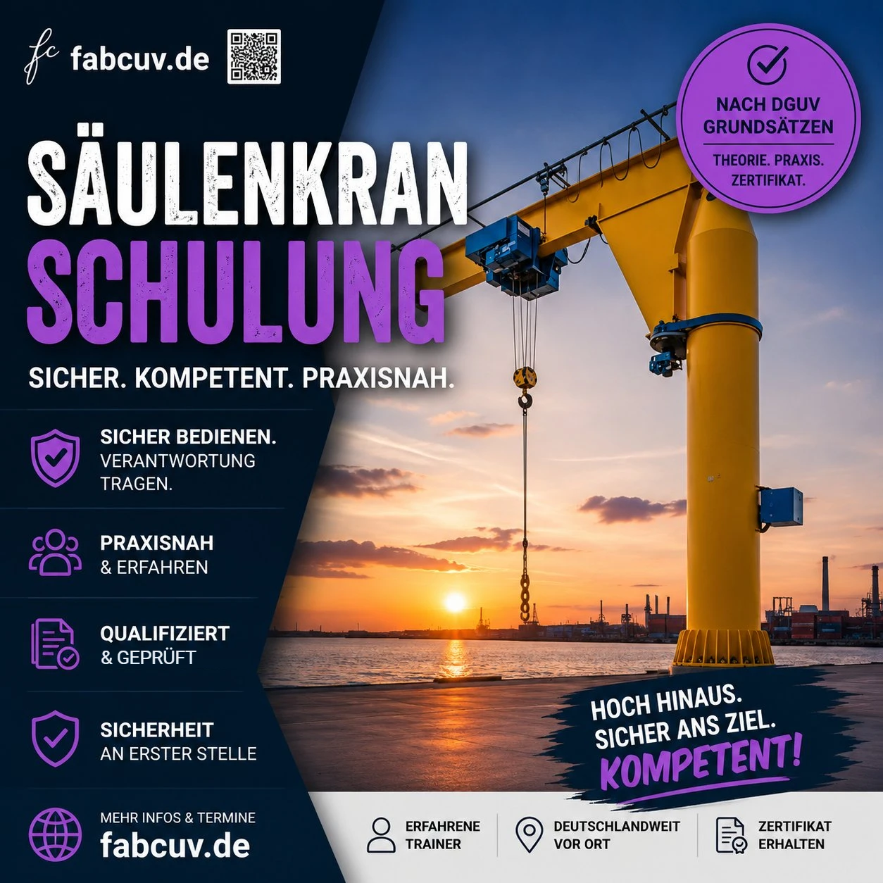 Säulenkran Schulung nach DGUV Grundsatz 309-003 – Säulendrehkran und Wandauslegerkran sicher bedienen – fabcuv.de